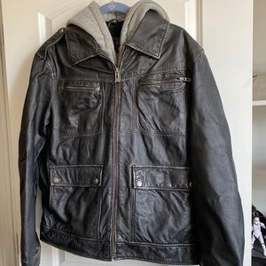 Guess Leather Jacket with built in hood